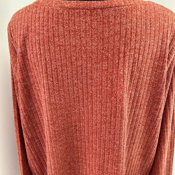 Cyrus Womens Plus  Rust Orange Rib Knit Scoop Long Sleeve Sweater Tunic NWT - Picture 5 of 7
